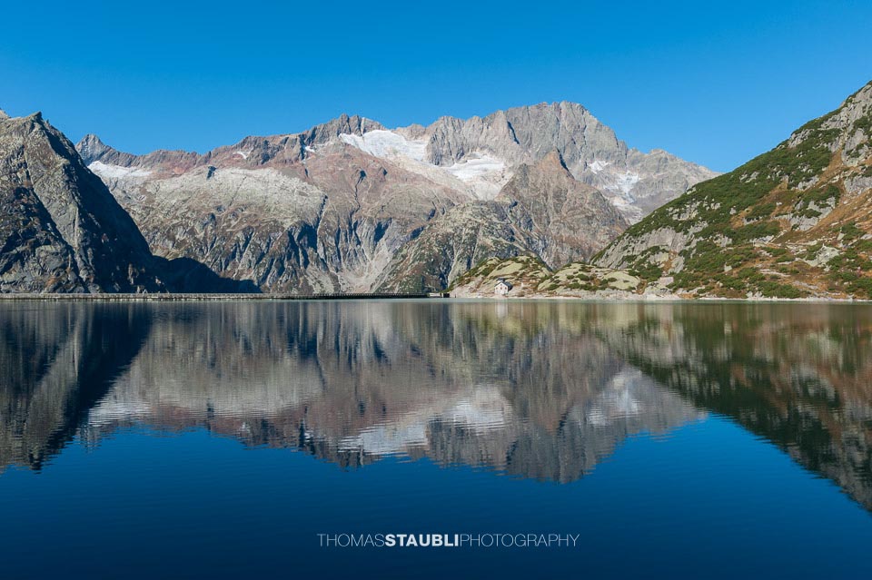 Gelmersee mit Blick zum Hiendertelltihorn, Steinlauihorn und Ritzlihorn