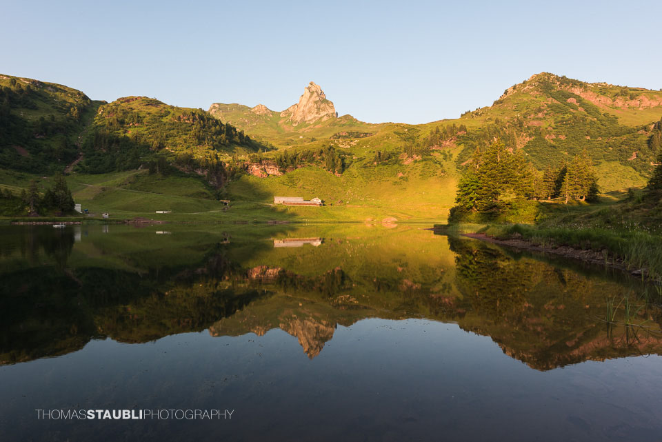 Morgenstimmung am Seebensee mit Sächsmoor im Hintergrund