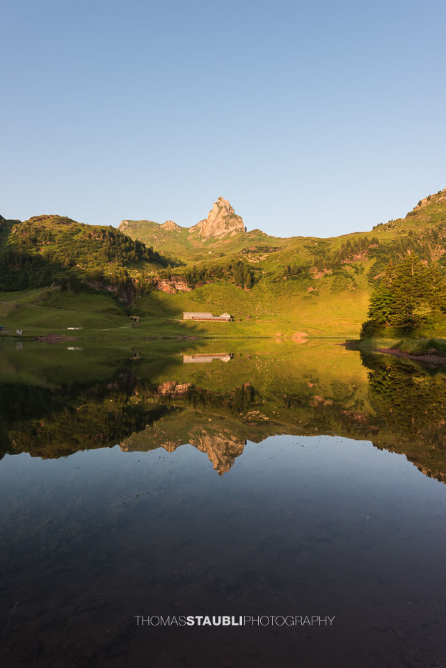 Morgenstimmung am Seebensee mit Sächsmoor im Hintergrund
