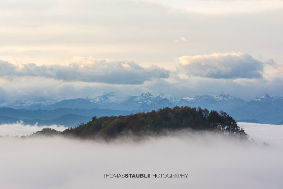 Blick auf die Alpen und das Nebelmeer