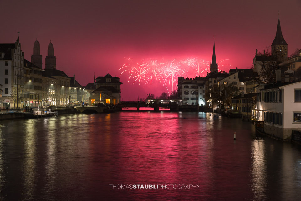 Silvesterfeuerwerk in Zürich