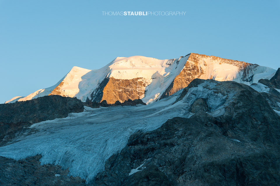 die letzen Sonnenstrahlen an der Berninagruppe