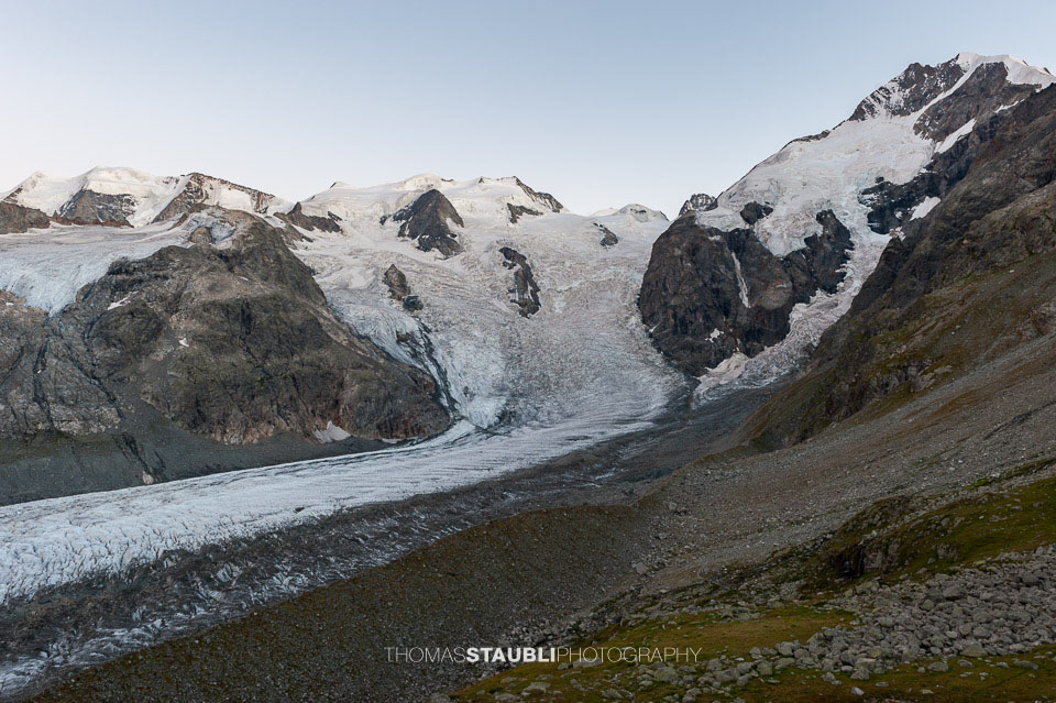 die Berninagruppe im Abendlicht