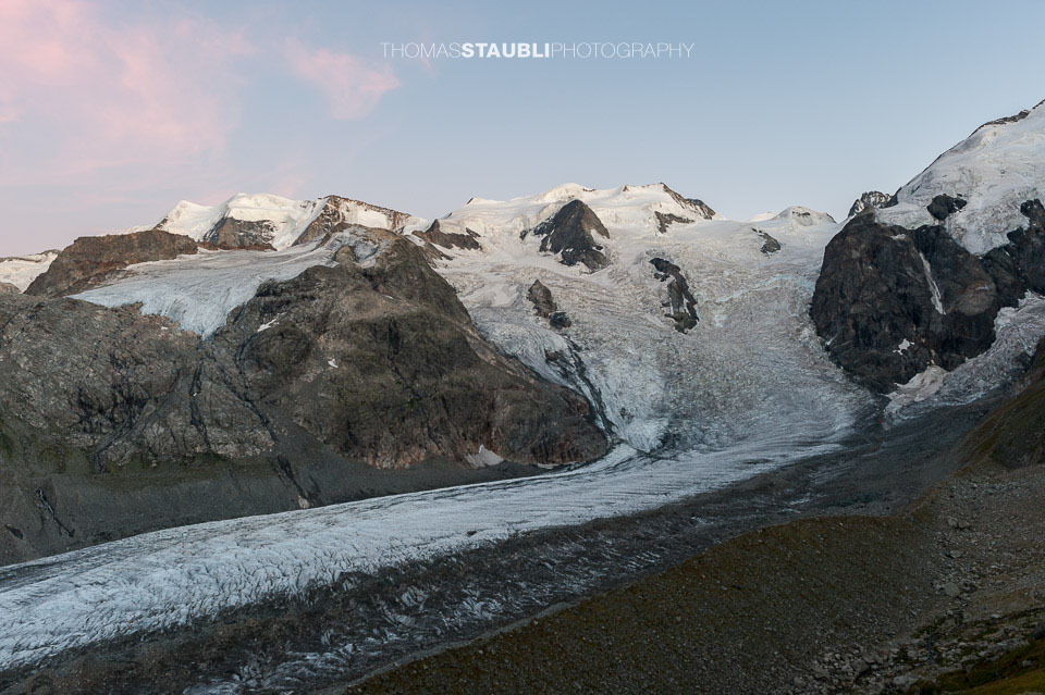 die Berninagruppe im Abendlicht