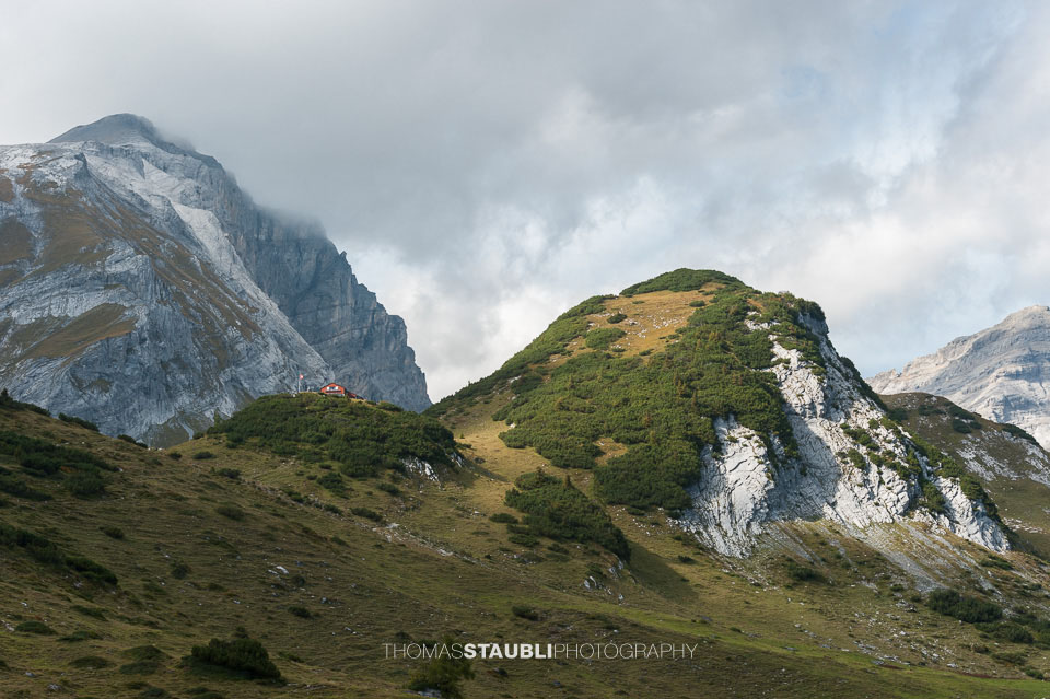 Die Ringelspitzhütte zwischen Crap Mats und Baldachopf