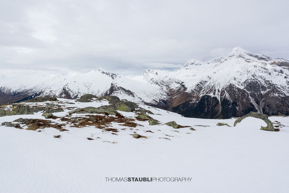 Blick zum verschneiten Teurihorn