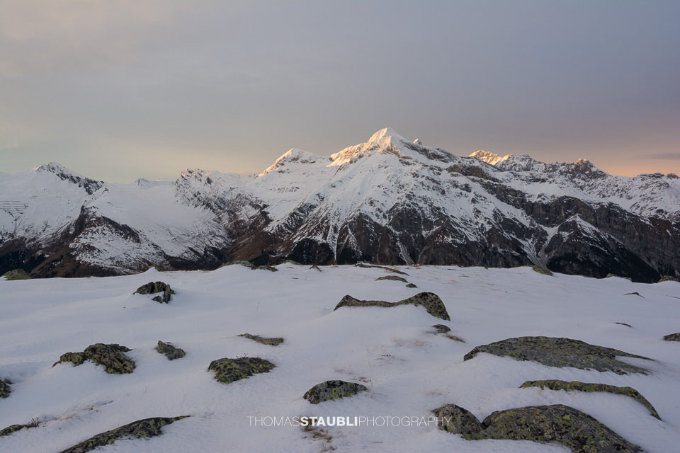 Abendsonne am verschneiten Teurihorn