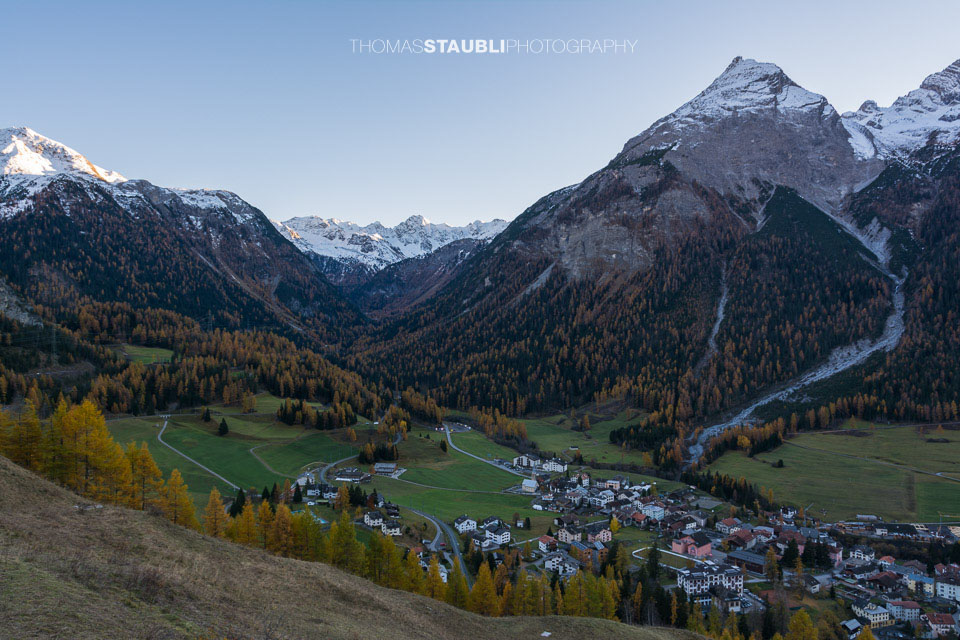 Blick hinunter nach Bergün