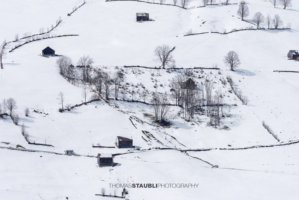 Bauernhöfe im verschneiten Toggenburg
