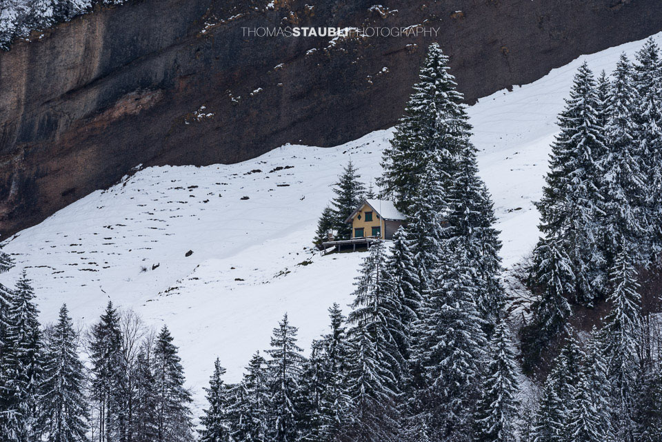 Blick zum verschneiten Schneggli