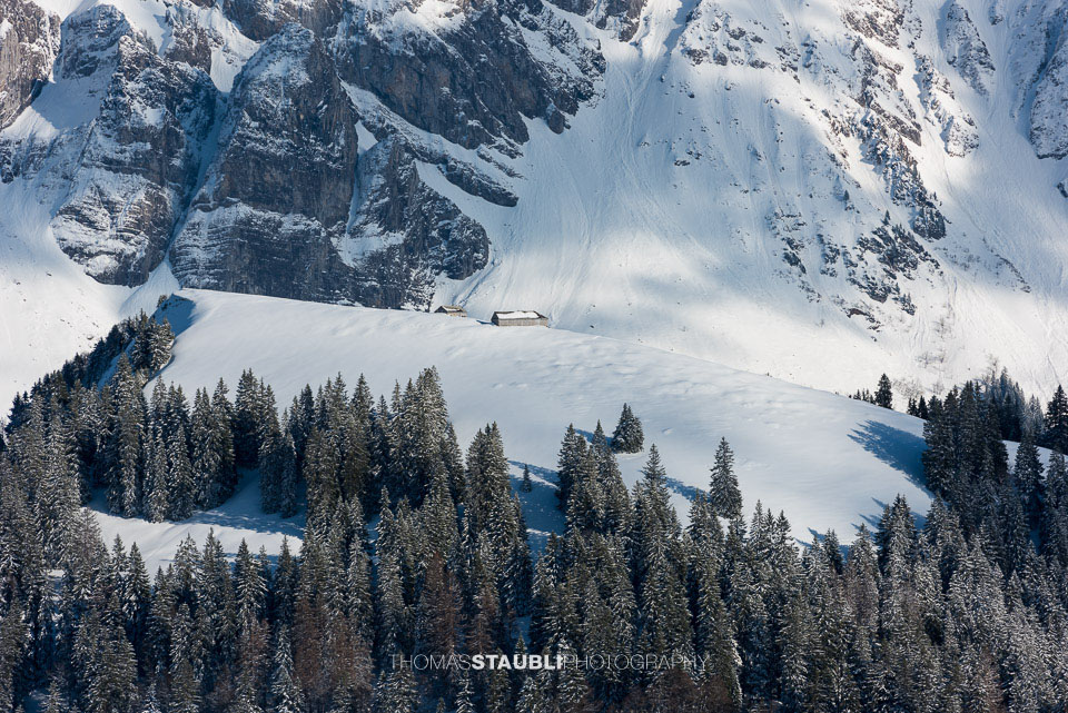 Blick zum verschneiten Spicher