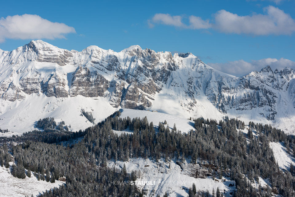 verschneiter Alpstein mit Säntis, Wildhauser Schafberg, Silberplatten und Stoss