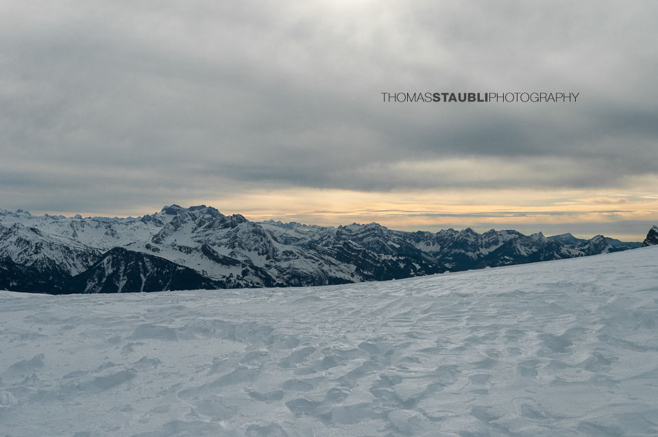 Winter-Bergpanorama vom Chäserrugg