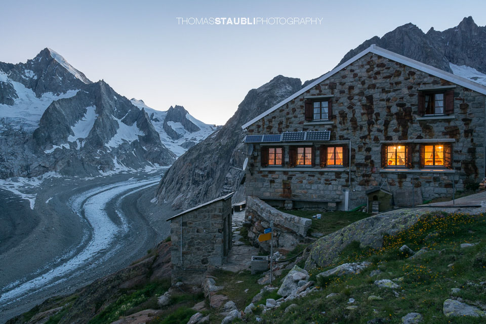 Abendstimmung auf der Oberaletschhütte