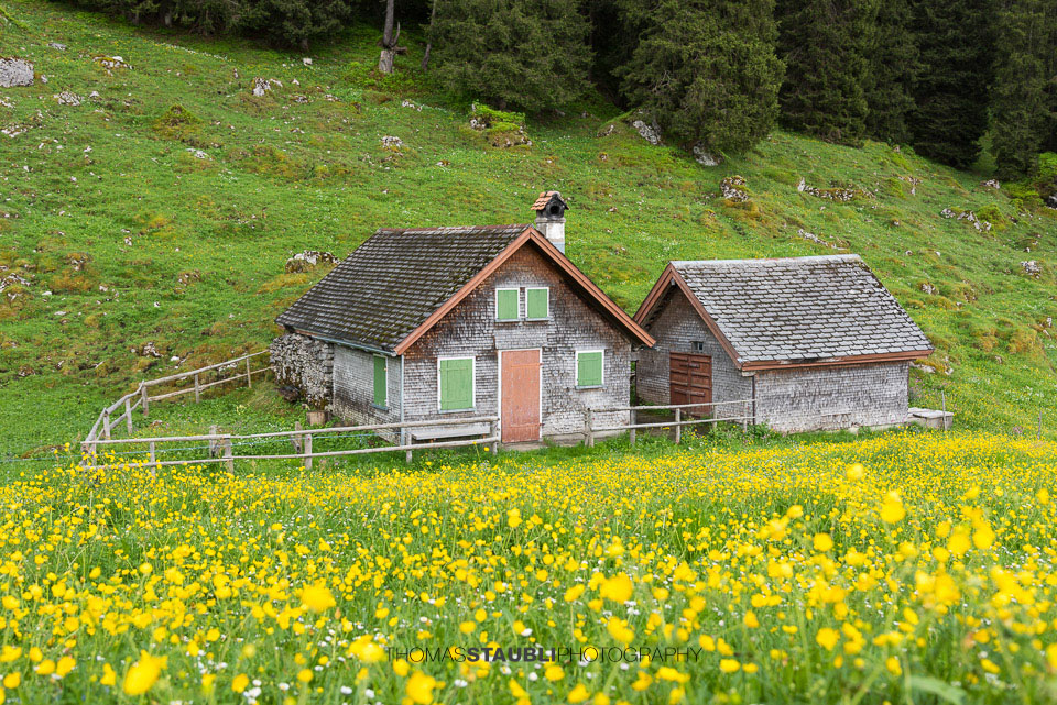 Alphütten auf der Alp Soll