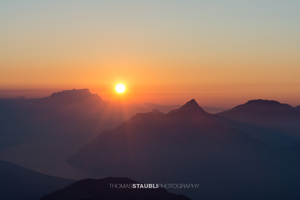 Sonnenuntergang über der Zentralschweiz