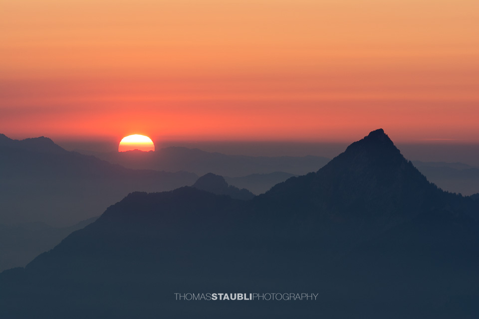 Sonnenuntergang über der Zentralschweiz
