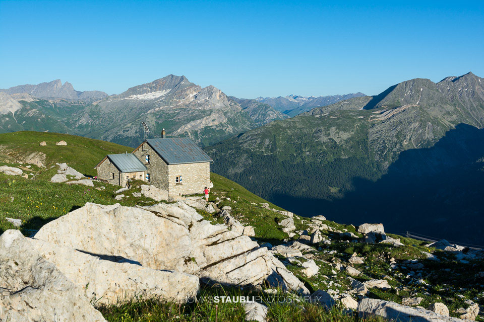 die leftzten Sonnenstrahlen auf der Cufercalhütte
