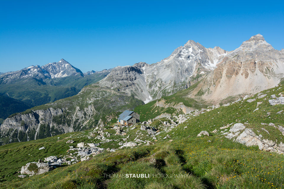 Blick zum Pizzo Tambo, Teurihorn und Steilerhorn