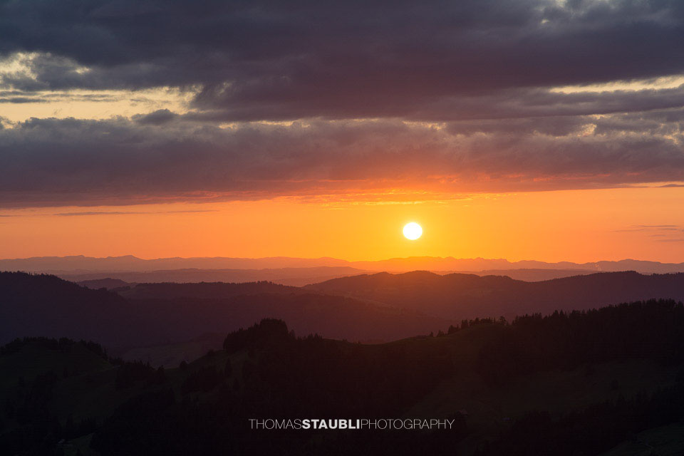 Sonnenuntergang über der Zentralschweiz