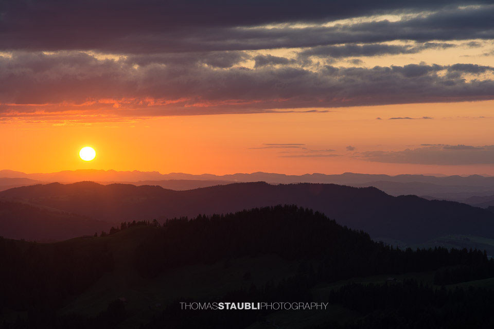 Sonnenuntergang über der Zentralschweiz