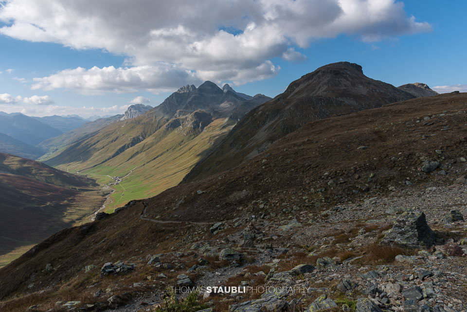 Blick hinunter nach Juf