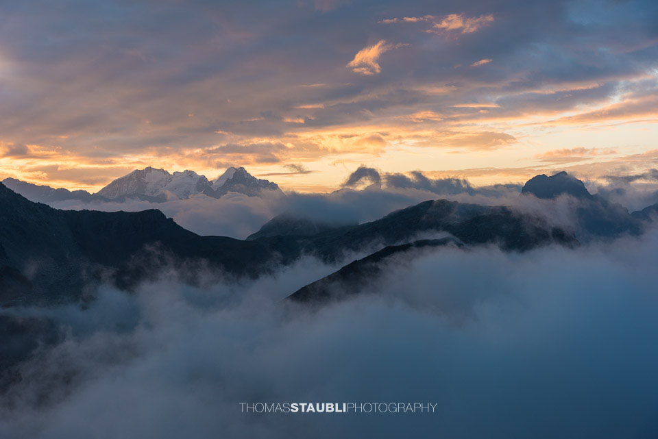 Morgenrot über der Berninagruppe