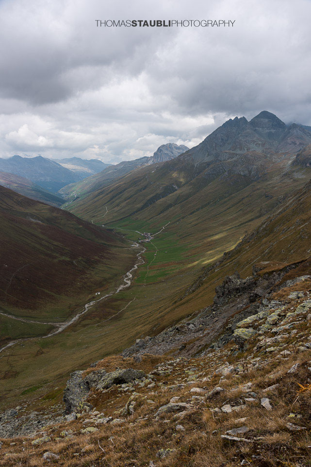 Blick hinunter nach Juf