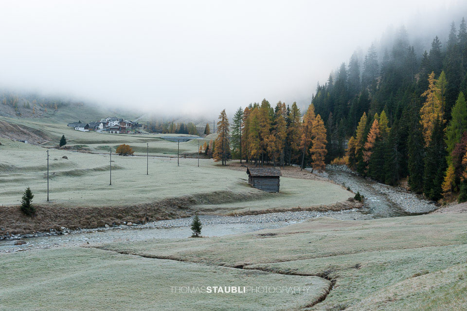 Herbstlicher Morgenfrost im Avers