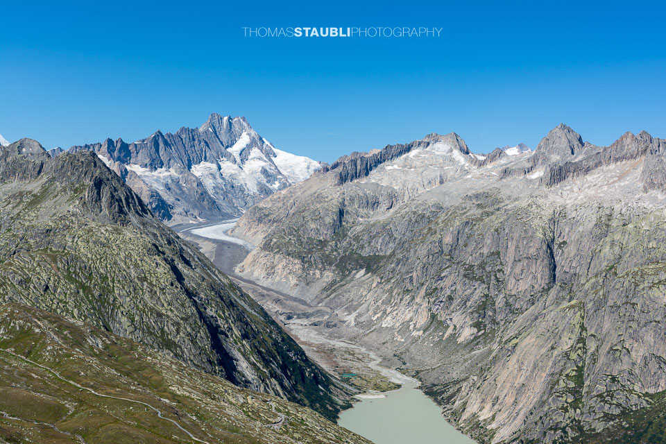Blick zum Lauteraarhorn und Unteraargletscher