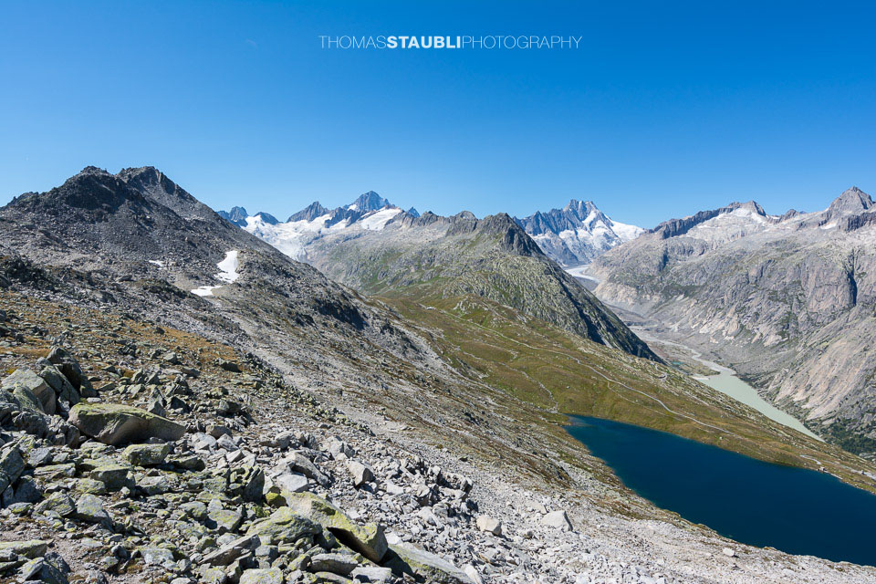 Blick zum Finsteraarhorn und Lauteraarhorn