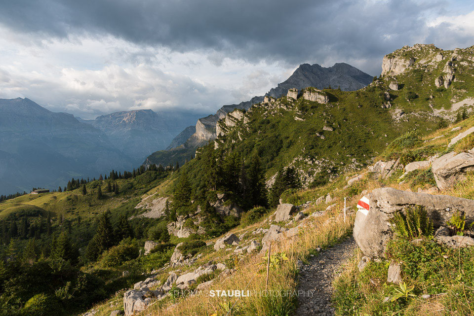 Blick vom Braunwald Panoramaweg Richtung Ortstock