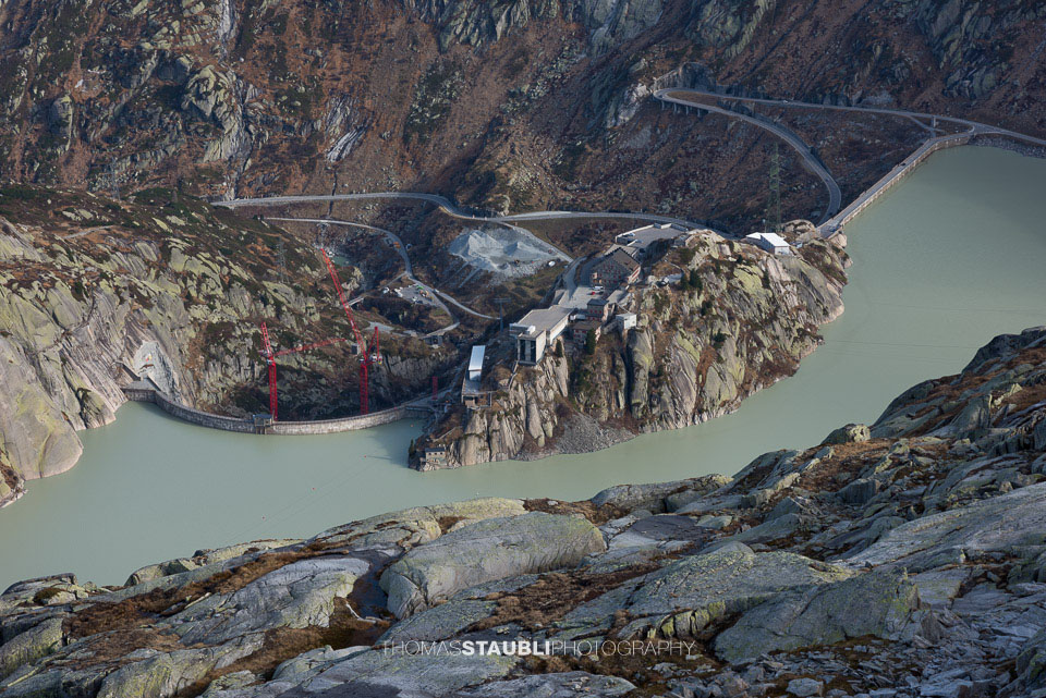 Blick hinunter auf das Grimsel Hospiz