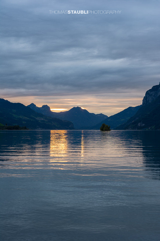 Abendstimmung über dem Walensee bei Walenstadt