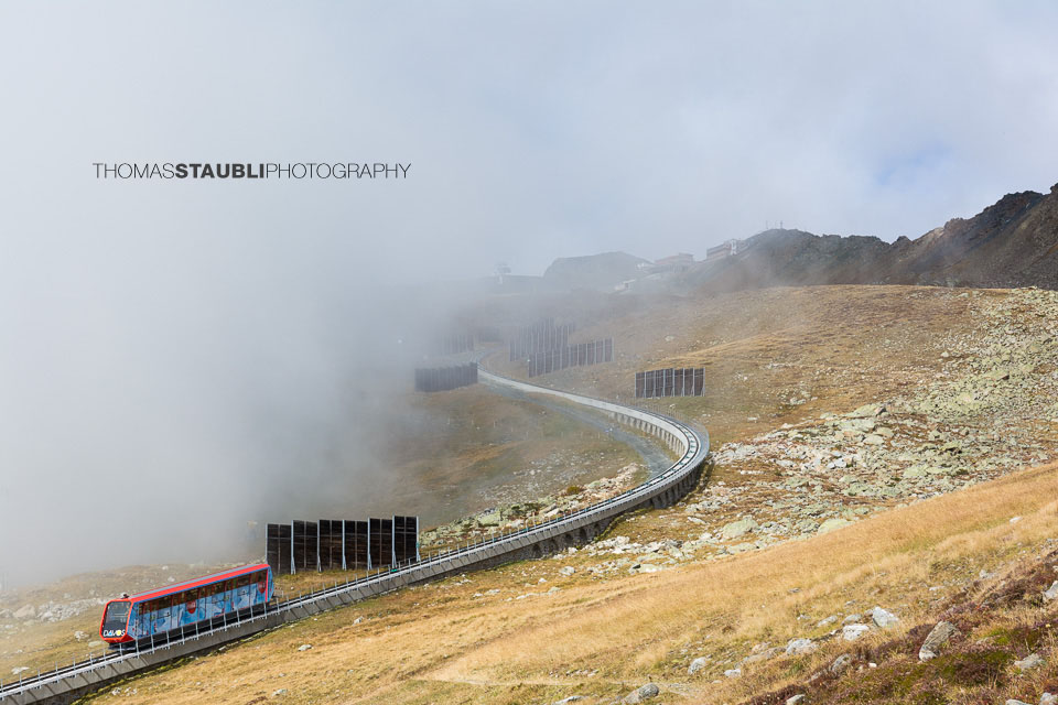 Nebel über der Parsennbahn zum Weissfluhjoch