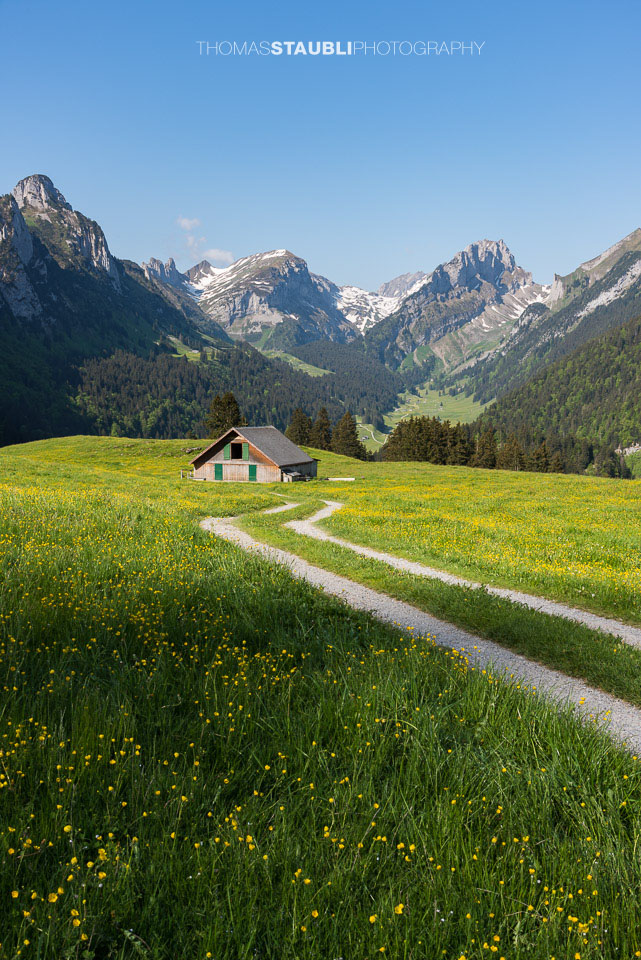die ersten Sonnenstrahlen auf der Alp Soll im Alpstein