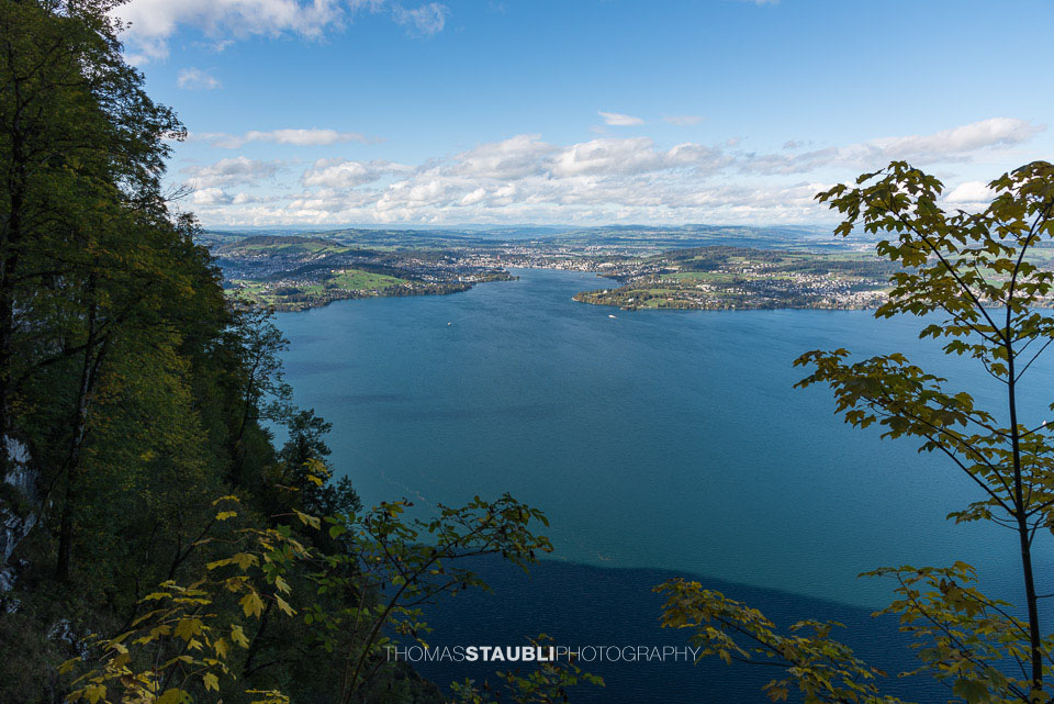 Felsenweg Bürgenstock mit Blick auf Luzern am Vierwaldstättersee