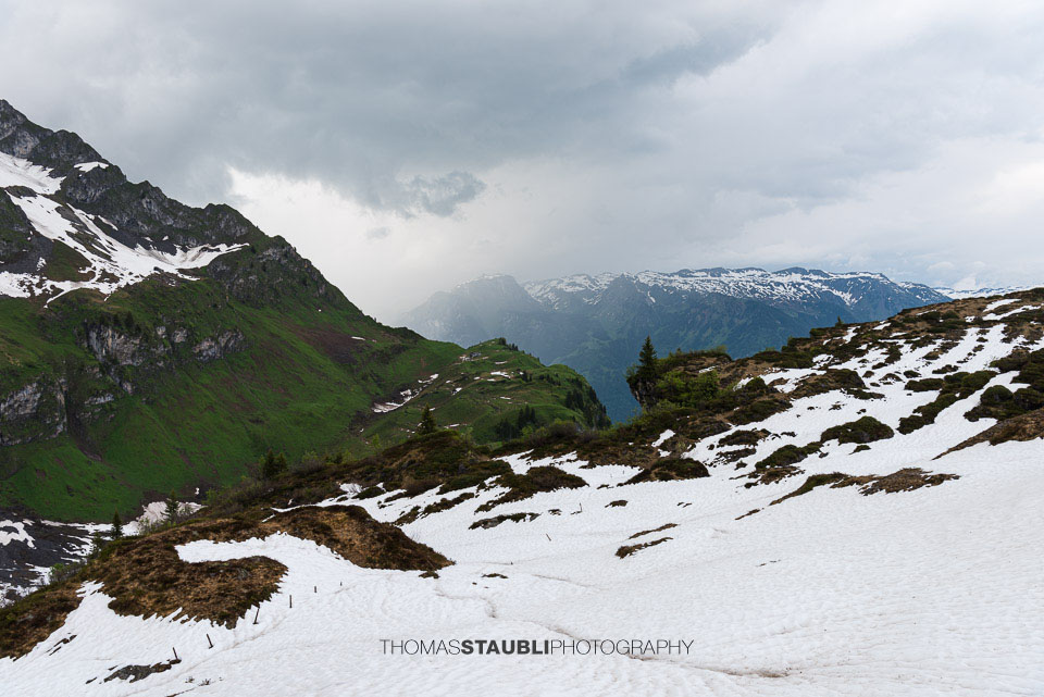 Blick zur Guppenalp-Oberstafel