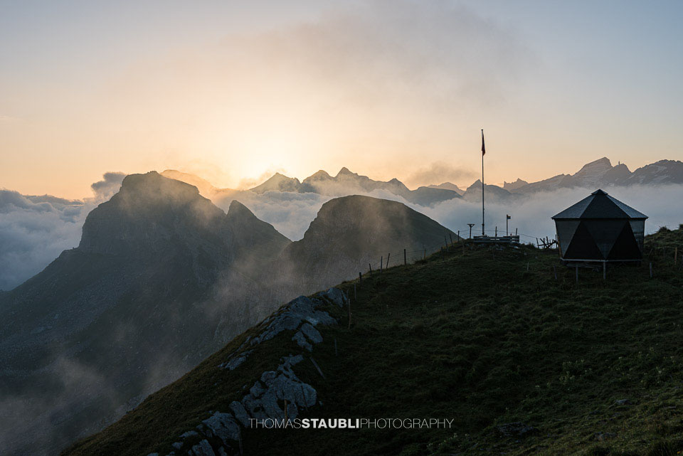 Sonnenaufgang auf der Abgschützhütte
