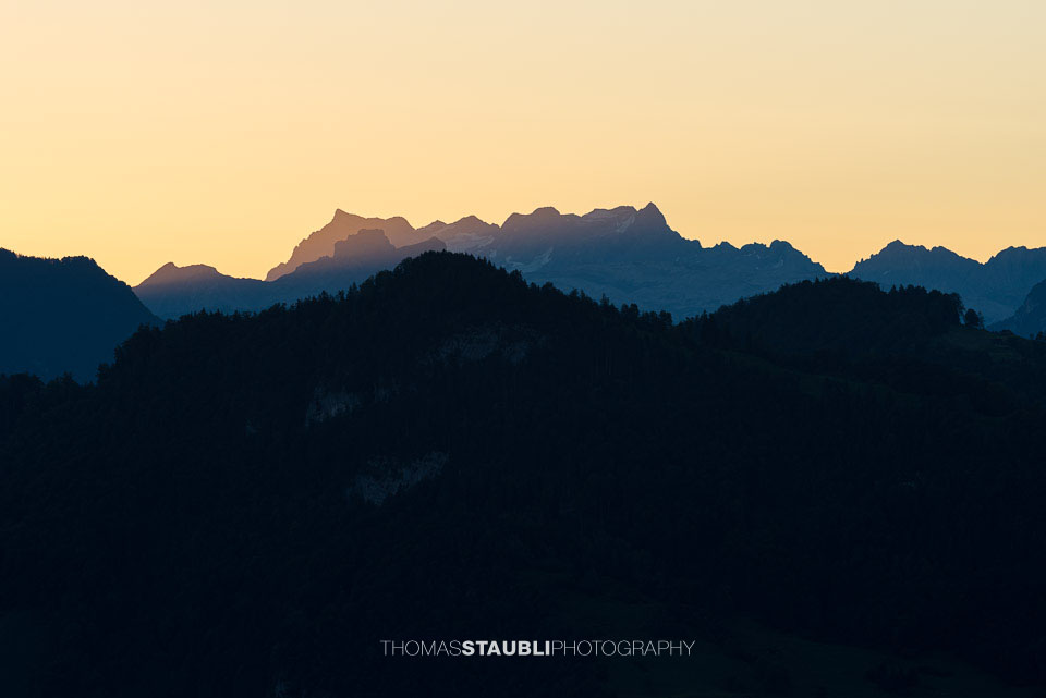 Ruchen, Druesberg, Vrenelisgärtli und Glärnisch im Morgenrot