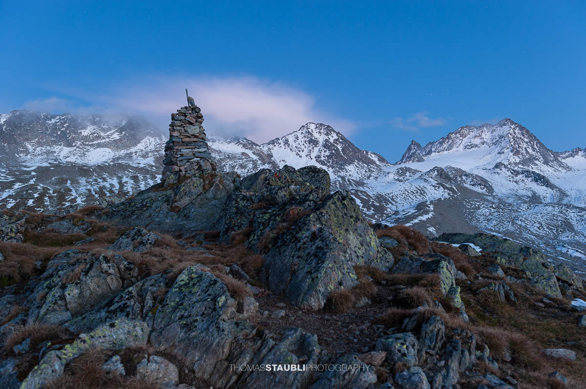 die Albula-Alpen im letzten Abendlicht