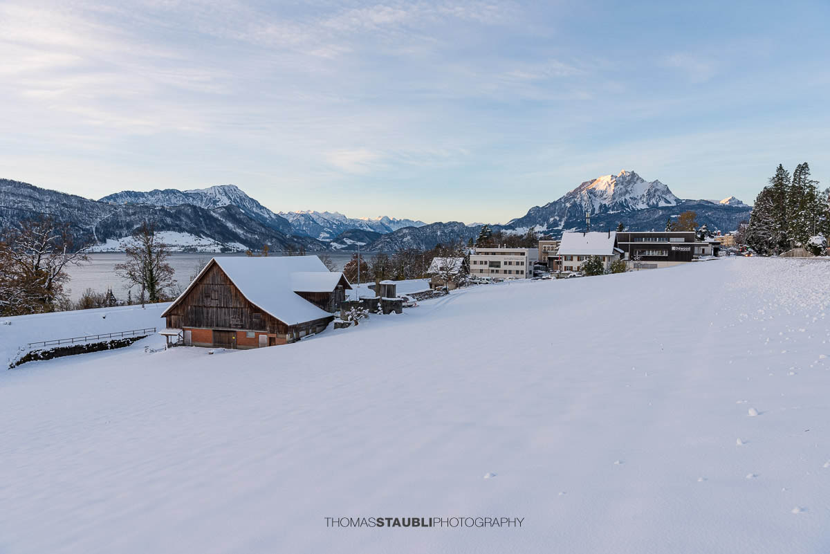 winterliches Meggen am Vierwaldstättersee