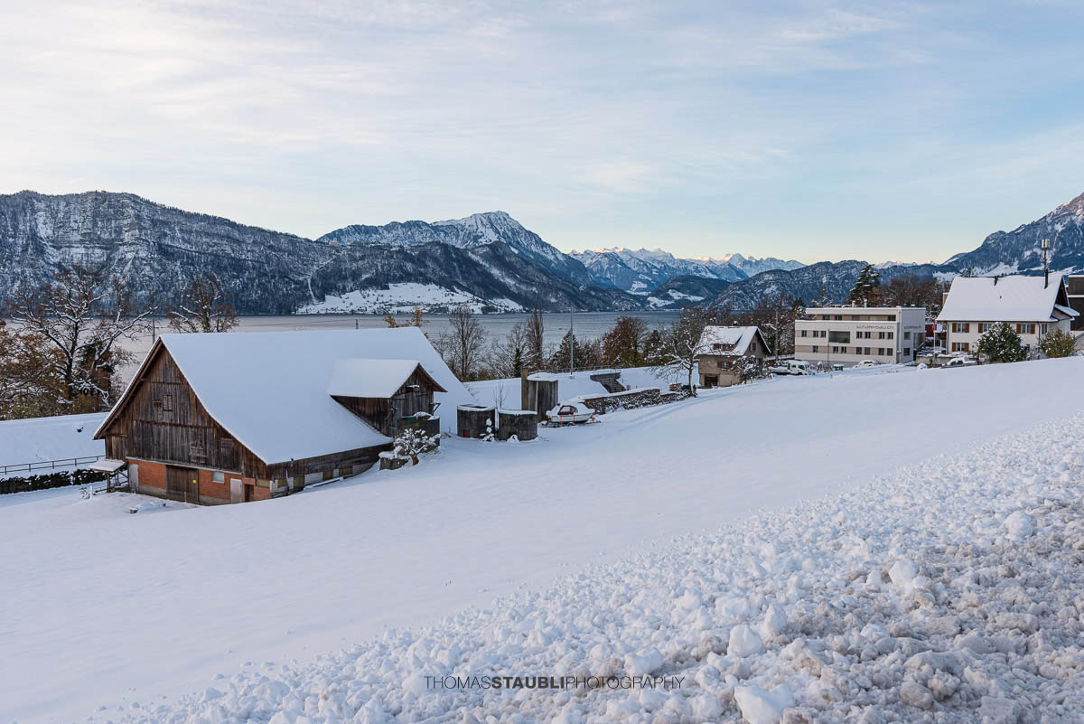winterliches Meggen am Vierwaldstättersee