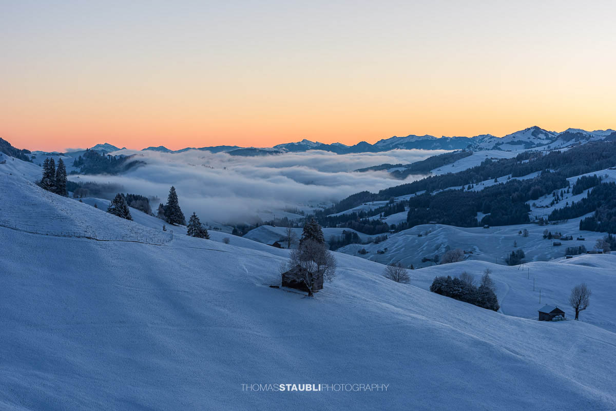 Winterliche Landschaft am Hochhamm im Appenzellerland