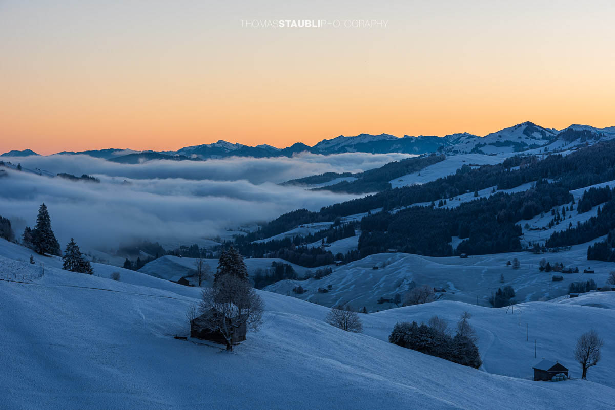Winterliche Landschaft am Hochhamm im Appenzellerland