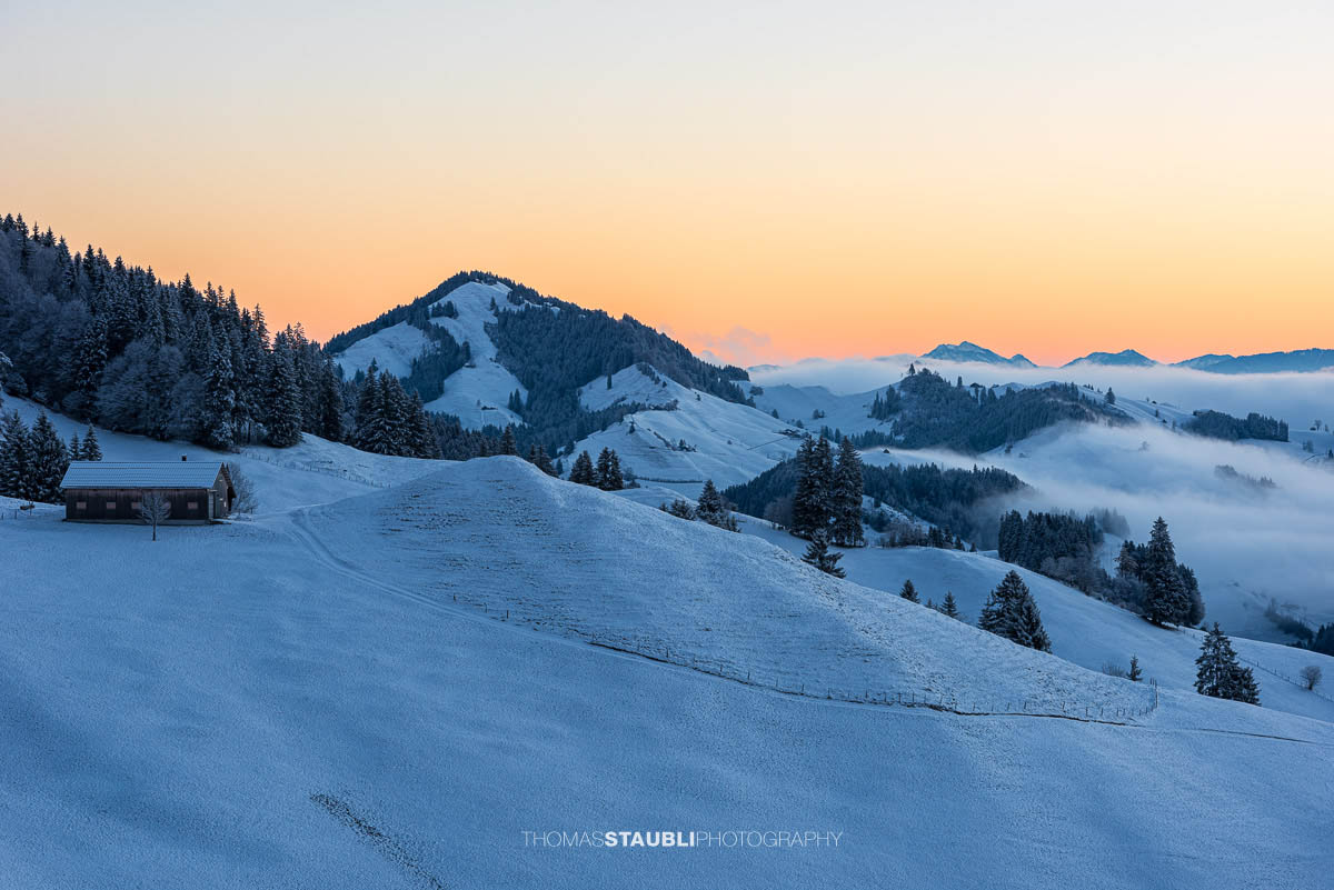 Winterliche Landschaft am Hochhamm im Appenzellerland
