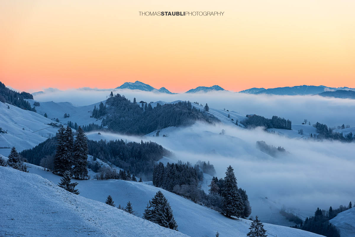 Winterliche Landschaft am Hochhamm im Appenzellerland
