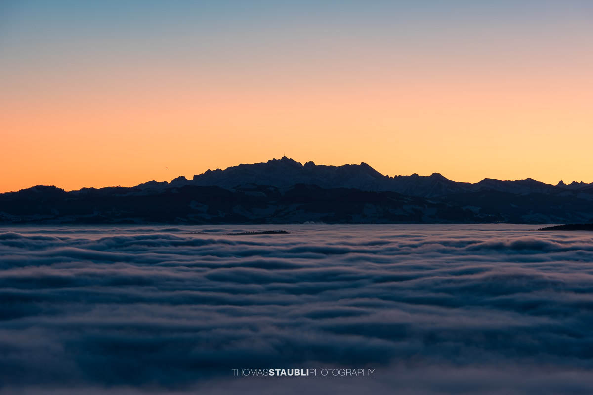 Morgenrot über dem Säntismassiv