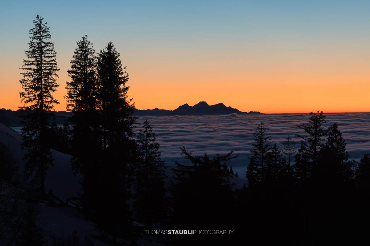 Abendrot über dem Pilatus und der Rigi