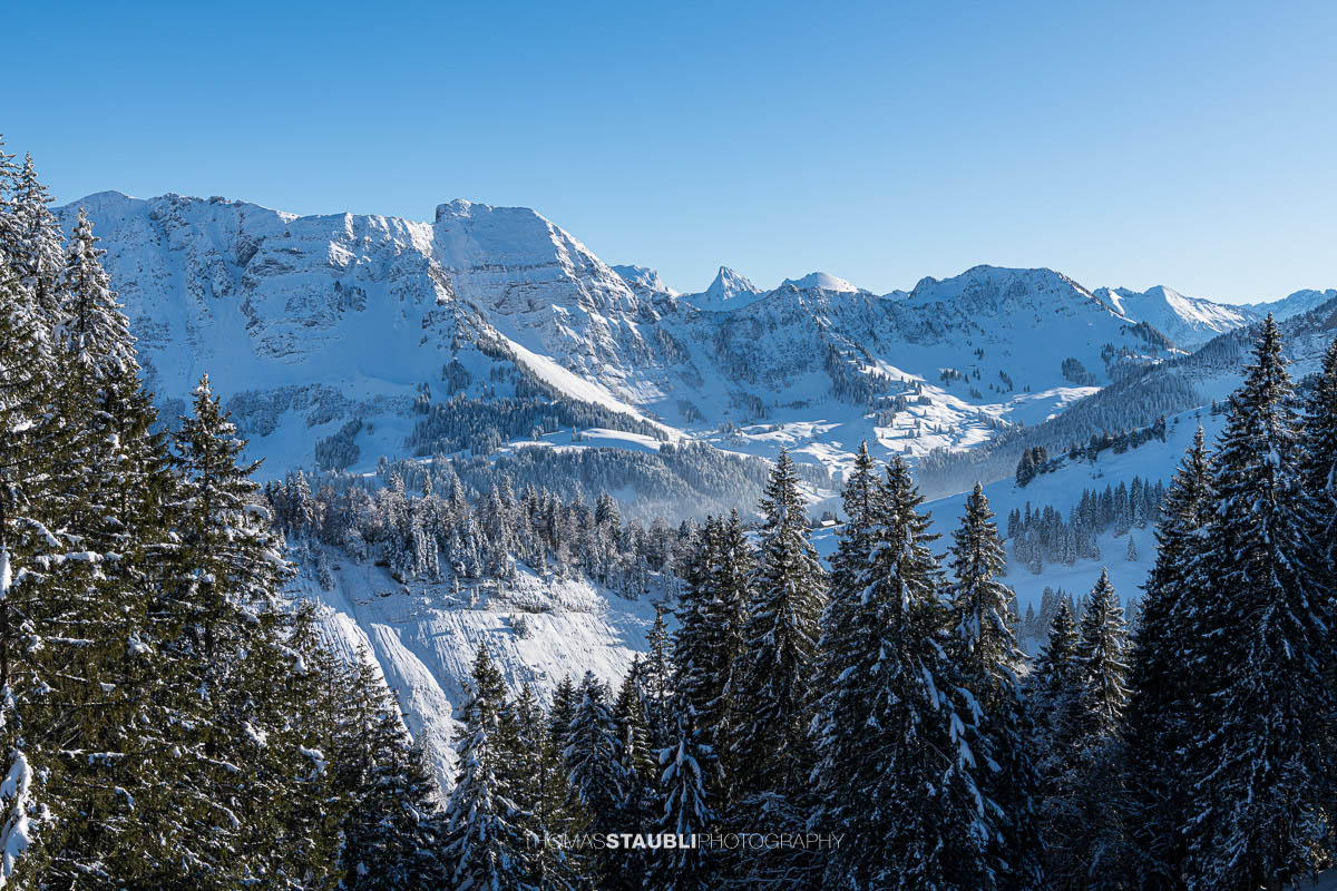 verschneites Alpsteinmassiv